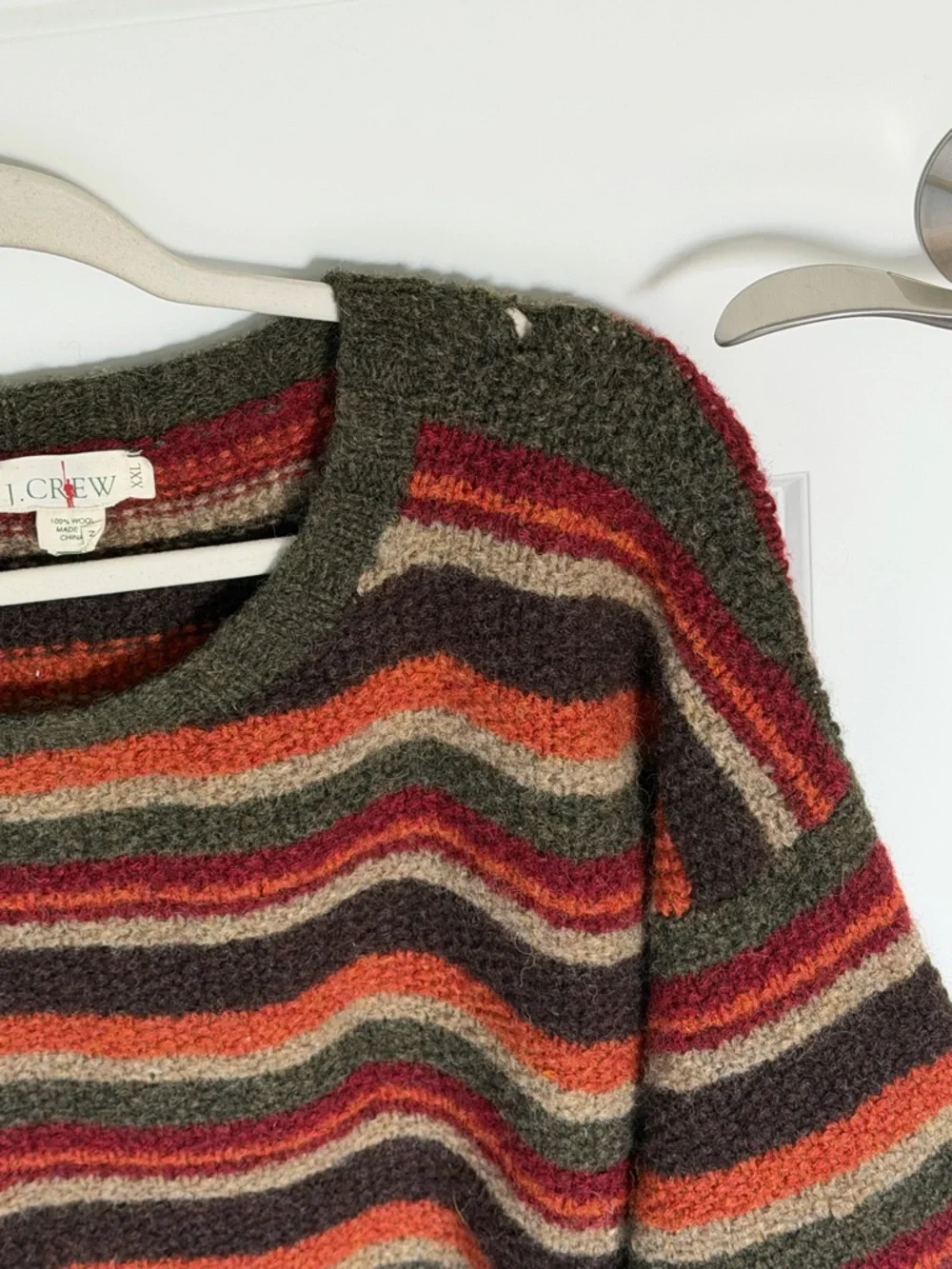 J. Crew vintage Men's 1990s grunge Striped 100% Wool Sweater XXL 39646